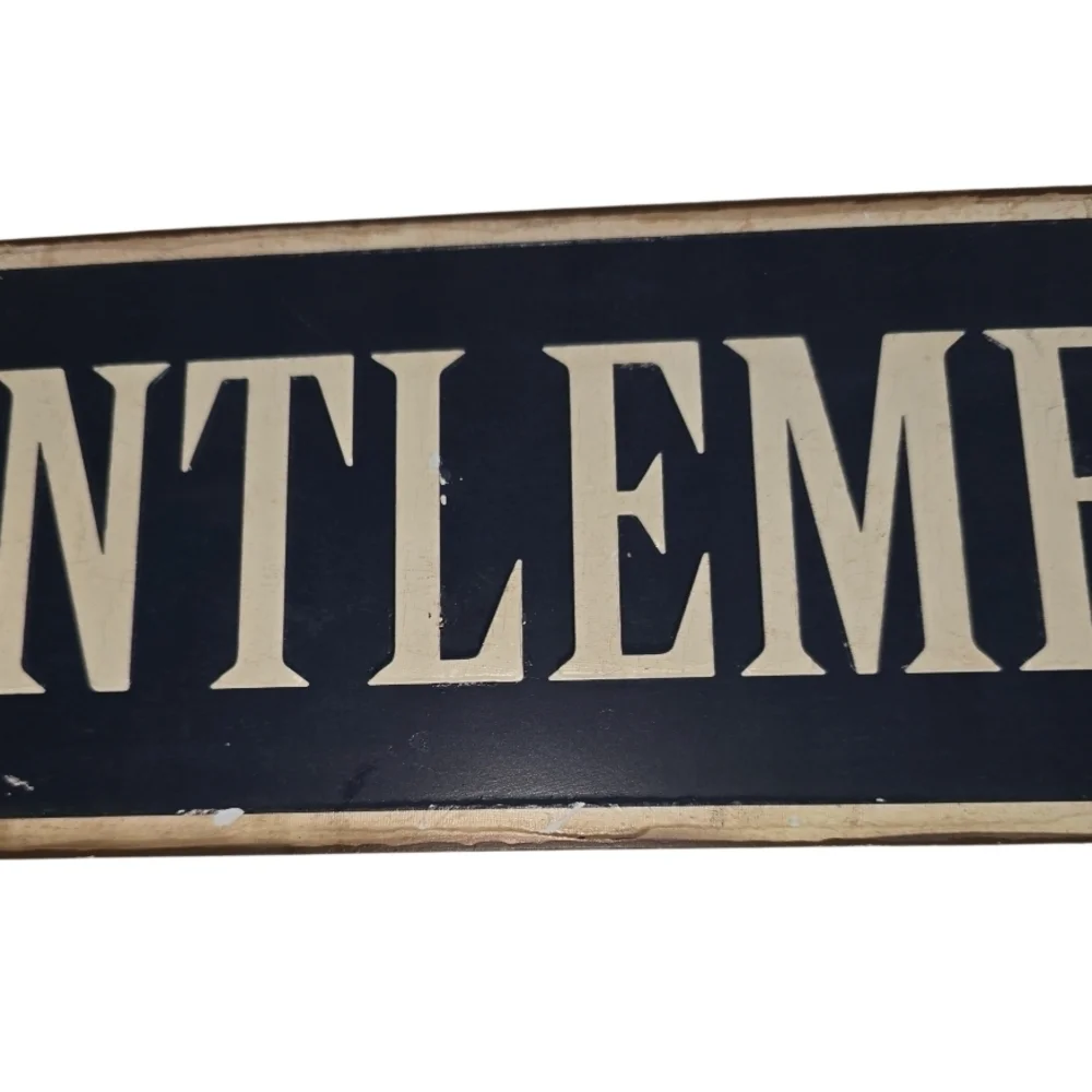 Gentlemen Tin Restroom Bathroom Sign Blue &Cream Gentleman Vintage Style Read